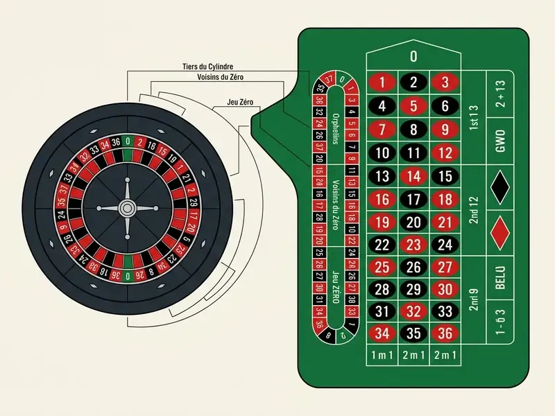 roulette table layout and wheel configuration
